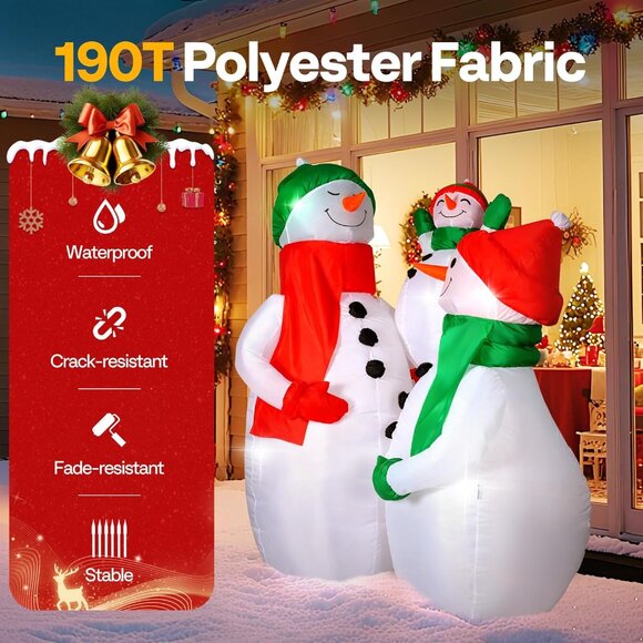 ⚡6FT Christmas Inflatable Snowman Family Hug LED Lights Outdoor Decoration - Picture 4 of 8